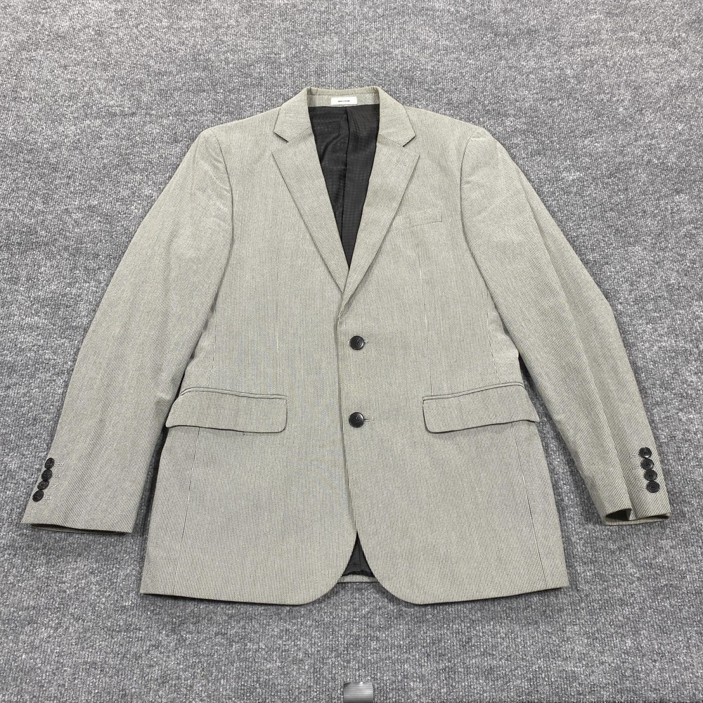 JF J Ferrar Blazer Mens 40R Gray Herringbone Slim Fit Sport Coat Jacket Lined